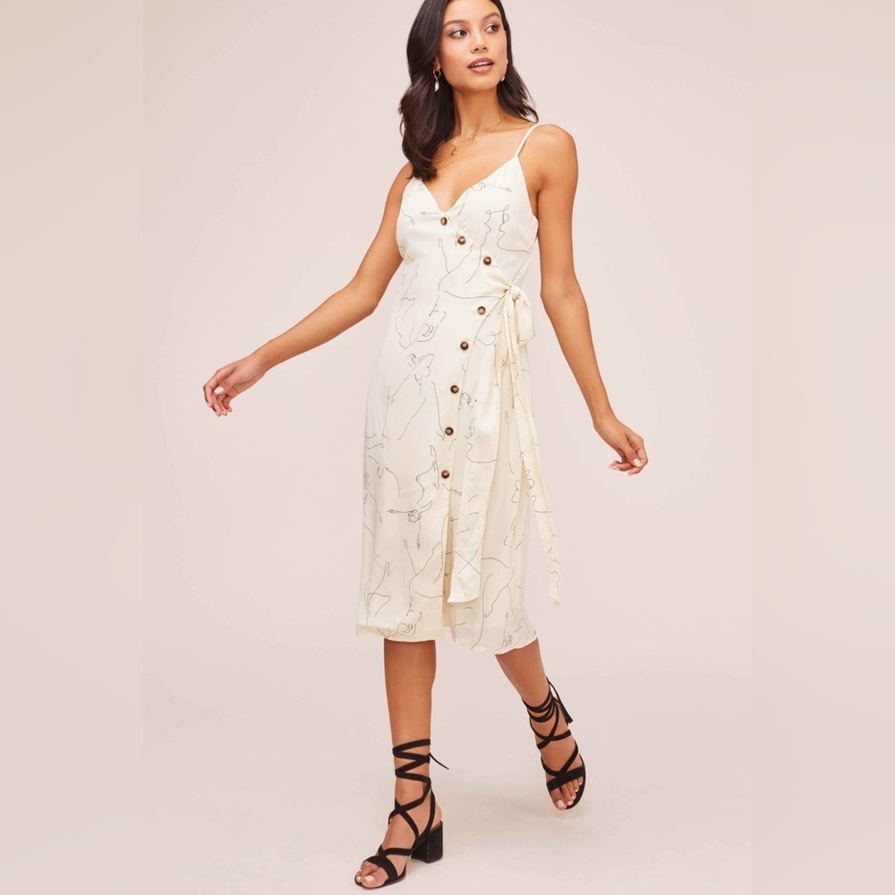 Astr The Label Lois Asymmetric Button Midi Dress … - image 1